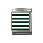 Horizontal Stripes - White and Deep Green Italian Charm (13mm)
