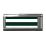 Horizontal Stripes - White and Deep Green Superlink Italian Charm (9mm)