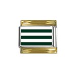Horizontal Stripes - White and Deep Green Gold Trim Italian Charm (9mm)