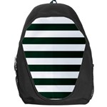 Horizontal Stripes - White and Deep Green Backpack Bag