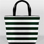 Horizontal Stripes - White and Deep Green Bucket Bag