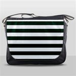 Horizontal Stripes - White and Deep Green Messenger Bag