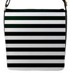 Horizontal Stripes - White and Deep Green Flap Closure Messenger Bag (S)