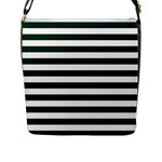 Horizontal Stripes - White and Deep Green Flap Closure Messenger Bag (L)