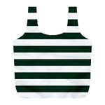 Horizontal Stripes - White and Deep Green Full Print Recycle Bag (L)
