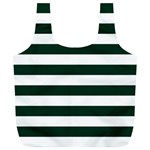Horizontal Stripes - White and Deep Green Full Print Recycle Bag (XL)
