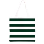 Horizontal Stripes - White and Deep Green Grocery Light Tote Bag