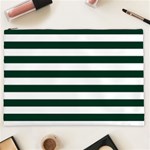 Horizontal Stripes - White and Deep Green Cosmetic Bag (XXL)