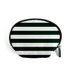 Horizontal Stripes - White and Deep Green Accessory Pouch (Small)