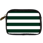 Horizontal Stripes - White and Deep Green Digital Camera Leather Case