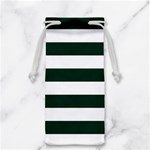 Horizontal Stripes - White and Deep Green Jewelry Bag