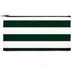 Horizontal Stripes - White and Deep Green Pencil Case