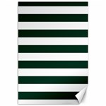 Horizontal Stripes - White and Deep Green Canvas 12  x 18 
