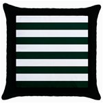 Horizontal Stripes - White and Deep Green Throw Pillow Case (Black)