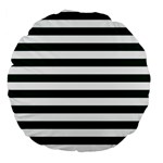 Horizontal Stripes - White and Deep Green Large 18  Premium Round Cushion