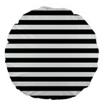 Horizontal Stripes - White and Deep Green Large 18  Premium Flano Round Cushion
