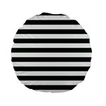 Horizontal Stripes - White and Deep Green Standard 15  Premium Round Cushion