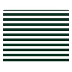Horizontal Stripes - White and Deep Green Double Sided Flano Blanket (Large)