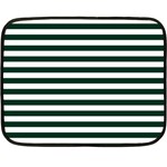 Horizontal Stripes - White and Deep Green Double Sided Fleece Blanket (Mini)
