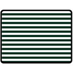 Horizontal Stripes - White and Deep Green Fleece Blanket (Large) (One Side)