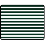 Horizontal Stripes - White and Deep Green Fleece Blanket (Medium) (One Side)