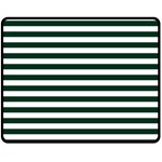 Horizontal Stripes - White and Deep Green Double Sided Fleece Blanket (Medium) (Two Sides)