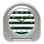 Horizontal Stripes - White and Deep Green Desk Alarm Clock