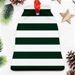 Horizontal Stripes - White and Deep Green Ornament (Bell)
