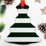 Horizontal Stripes - White and Deep Green Ornament (Christmas Tree)