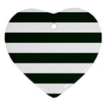 Horizontal Stripes - White and Deep Green Ornament (Heart)
