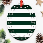 Horizontal Stripes - White and Deep Green Oval Filigree Ornament (Two Sides)