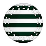 Horizontal Stripes - White and Deep Green Ornament (Round Filigree)