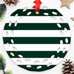 Horizontal Stripes - White and Deep Green Round Filigree Ornament (Two Sides)