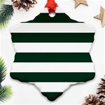 Horizontal Stripes - White and Deep Green Ornament (Snowflake)