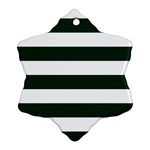 Horizontal Stripes - White and Deep Green Snowflake Ornament (Two Sides)