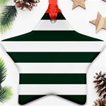 Horizontal Stripes - White and Deep Green Ornament (Star)