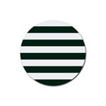 Horizontal Stripes - White and Deep Green Rubber Coaster (Round)