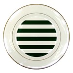 Horizontal Stripes - White and Deep Green Porcelain Plate