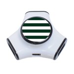 Horizontal Stripes - White and Deep Green Portable USB Hub (One Side)