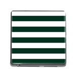 Horizontal Stripes - White and Deep Green Memory Card Reader (Square)