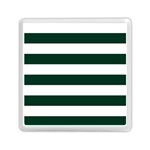 Horizontal Stripes - White and Deep Green Memory Card Reader with Storage (Square)