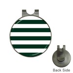 Horizontal Stripes - White and Deep Green Golf Ball Marker Hat Clip