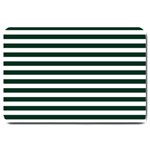 Horizontal Stripes - White and Deep Green Large Doormat