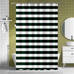 Horizontal Stripes - White and Deep Green Shower Curtain 48  x 72  (Small)