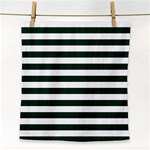 Horizontal Stripes - White and Deep Green Face Towel