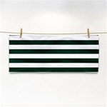 Horizontal Stripes - White and Deep Green Hand Towel