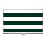 Horizontal Stripes - White and Deep Green Business Card Holder