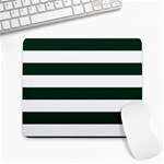 Horizontal Stripes - White and Deep Green Large Mousepad