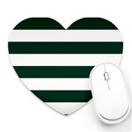 Horizontal Stripes - White and Deep Green Heart Mousepad