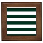 Horizontal Stripes - White and Deep Green Framed Tile